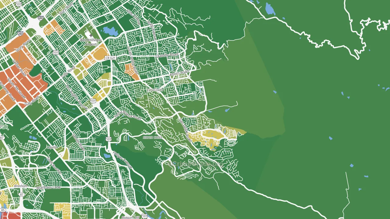 95135, CA Map of Drug-Related Crime Rates