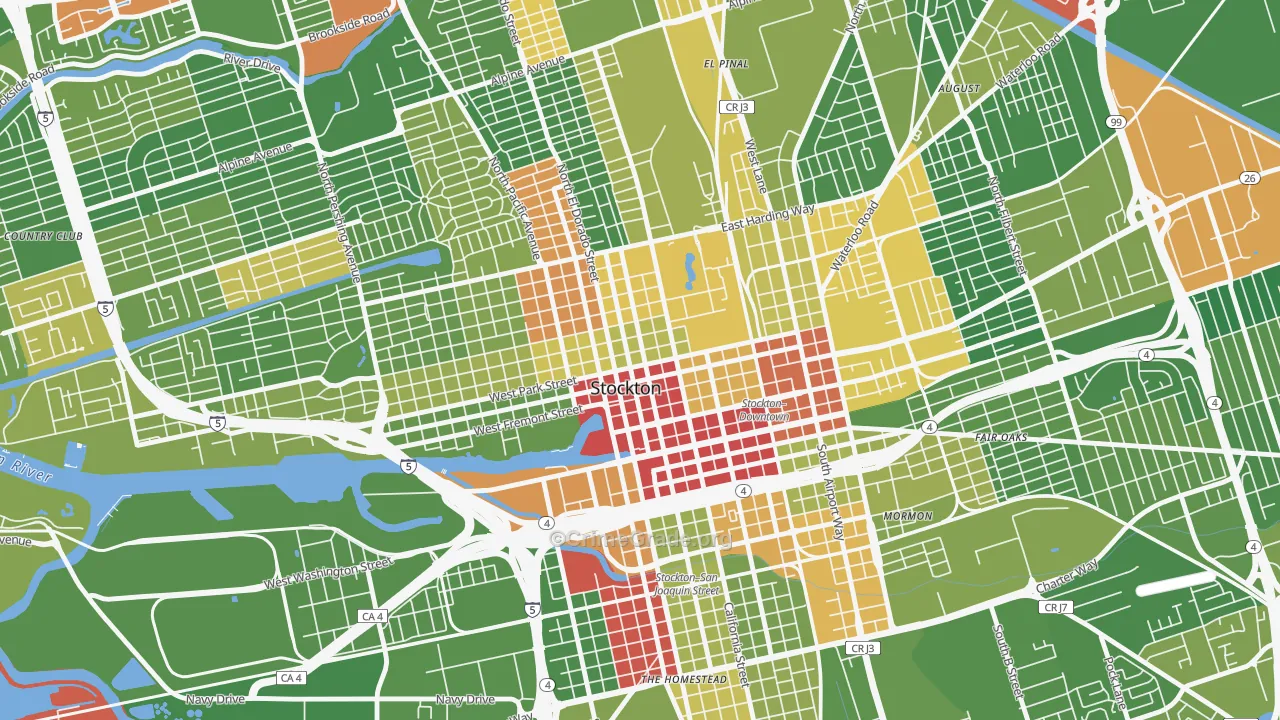 95202, CA Map of Drug-Related Crime Rates