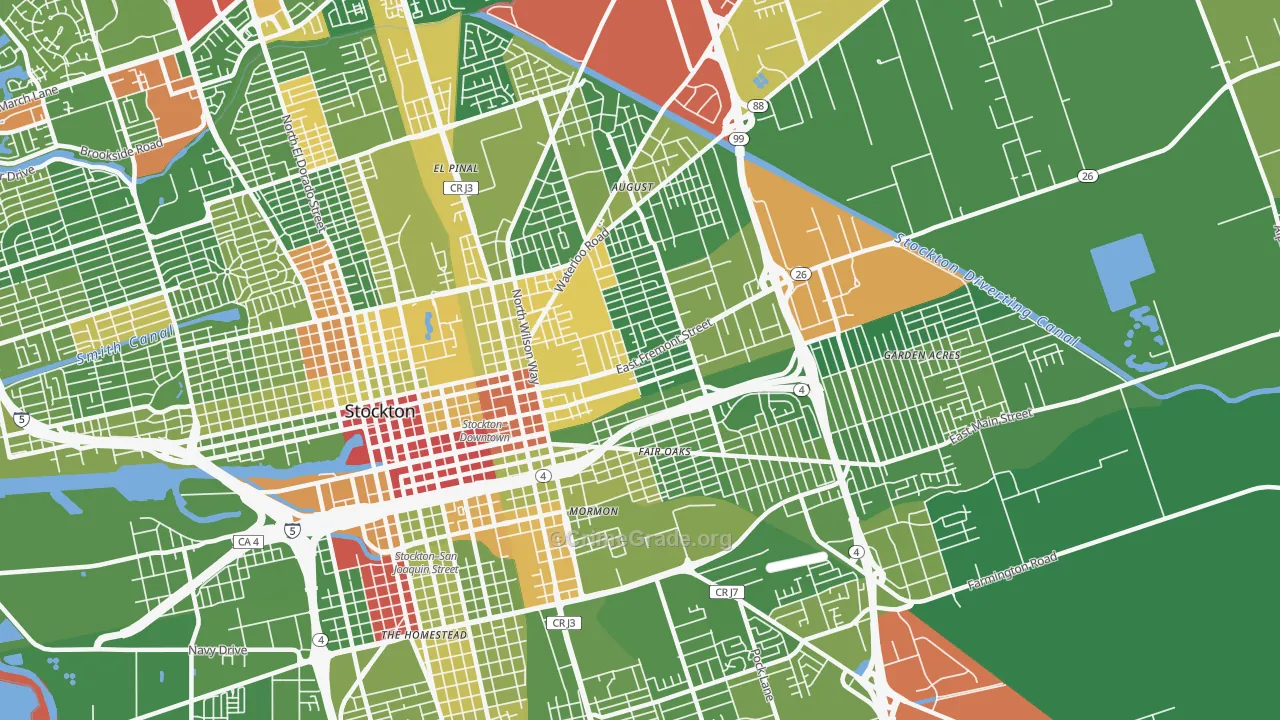 95205, CA Map of Drug-Related Crime Rates