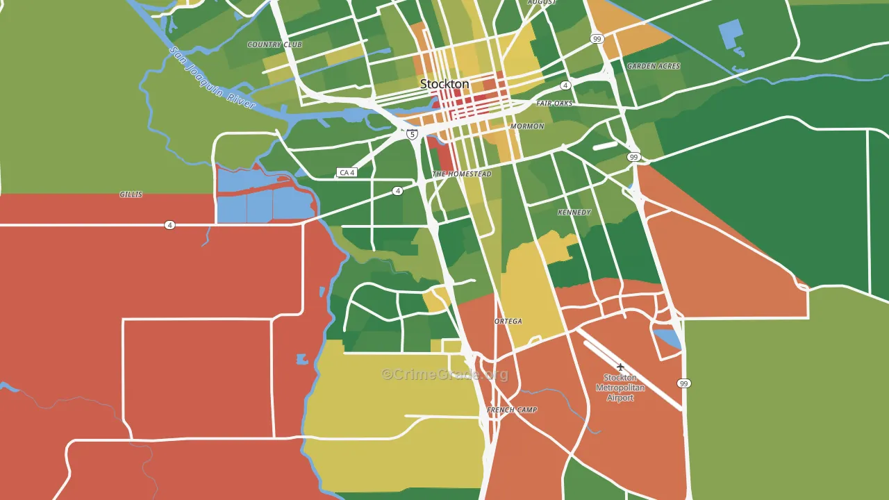 95206, CA Map of Drug-Related Crime Rates