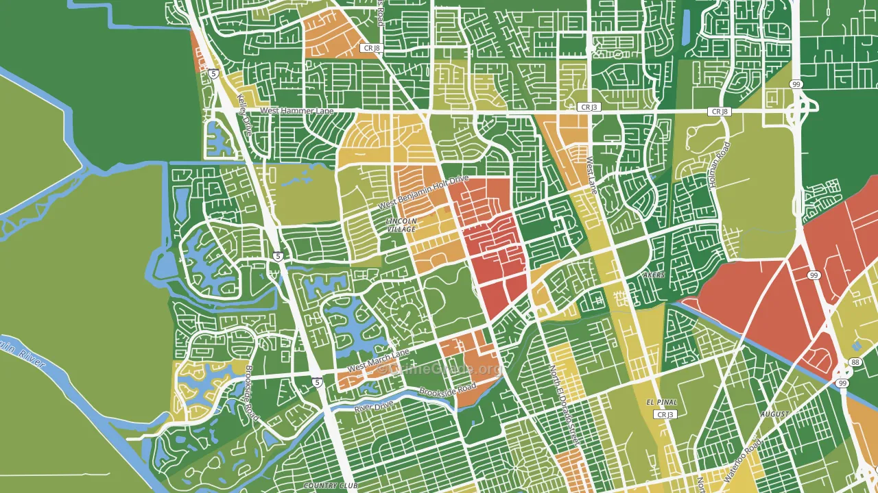 95207, CA Map of Drug-Related Crime Rates