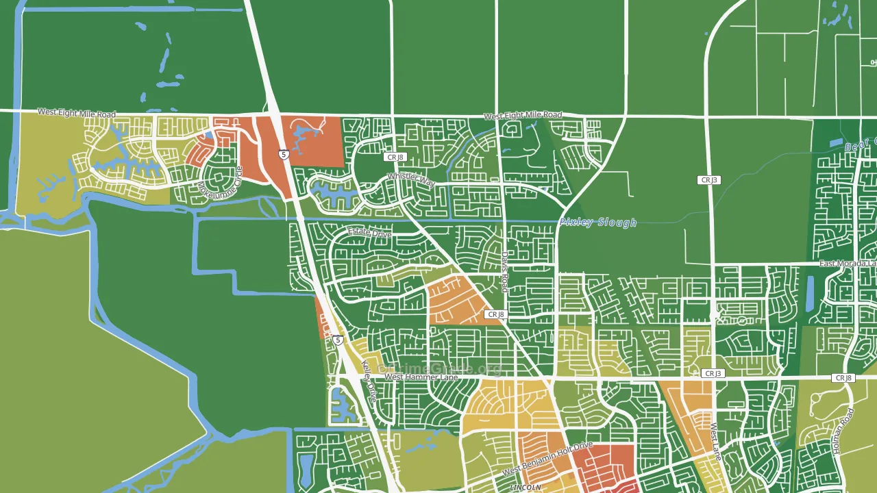 95209, CA Map of Drug-Related Crime Rates