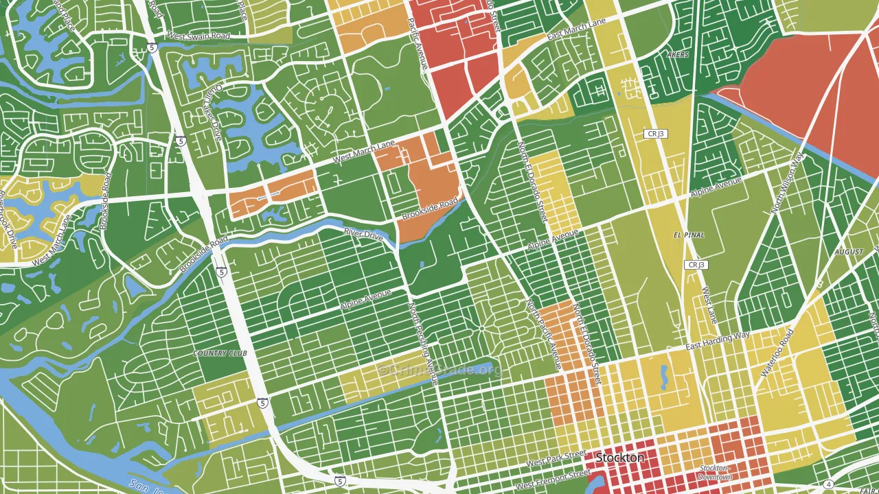 95211, CA Map of Drug-Related Crime Rates