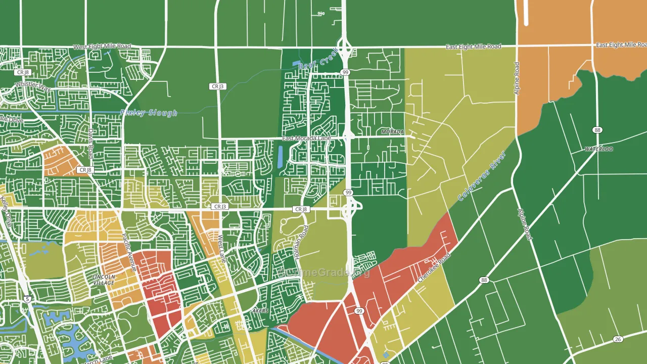 95212, CA Map of Drug-Related Crime Rates