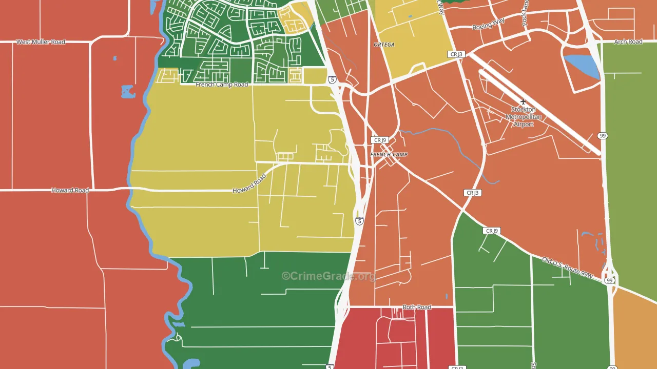 95231, CA Map of Drug-Related Crime Rates