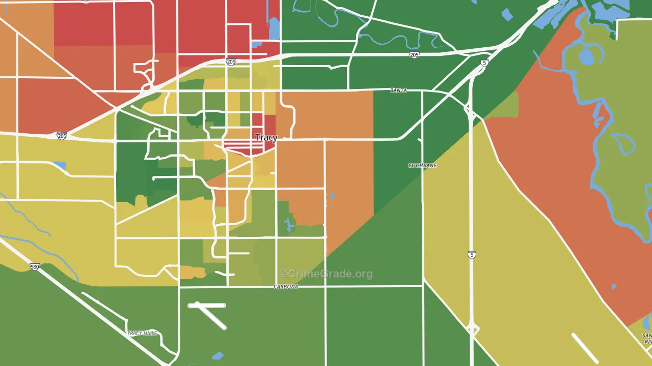 95304, CA Map of Drug-Related Crime Rates