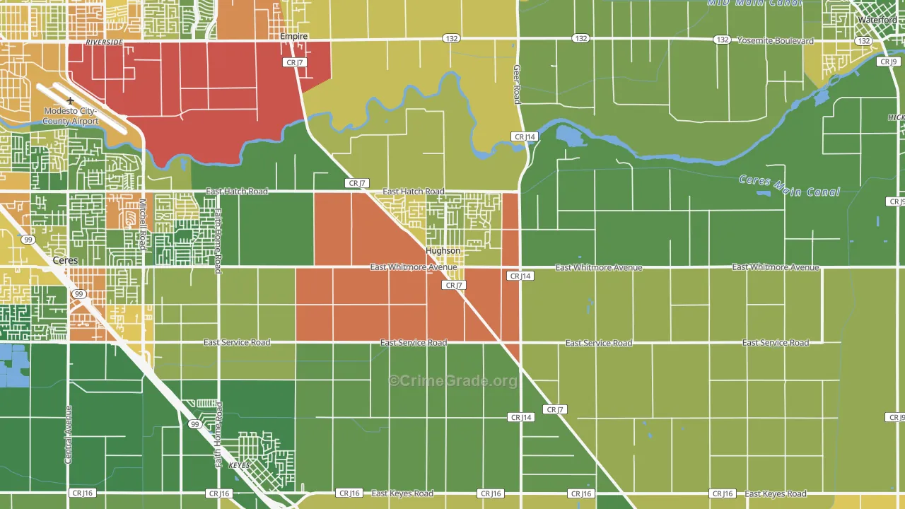 95326, CA Map of Drug-Related Crime Rates