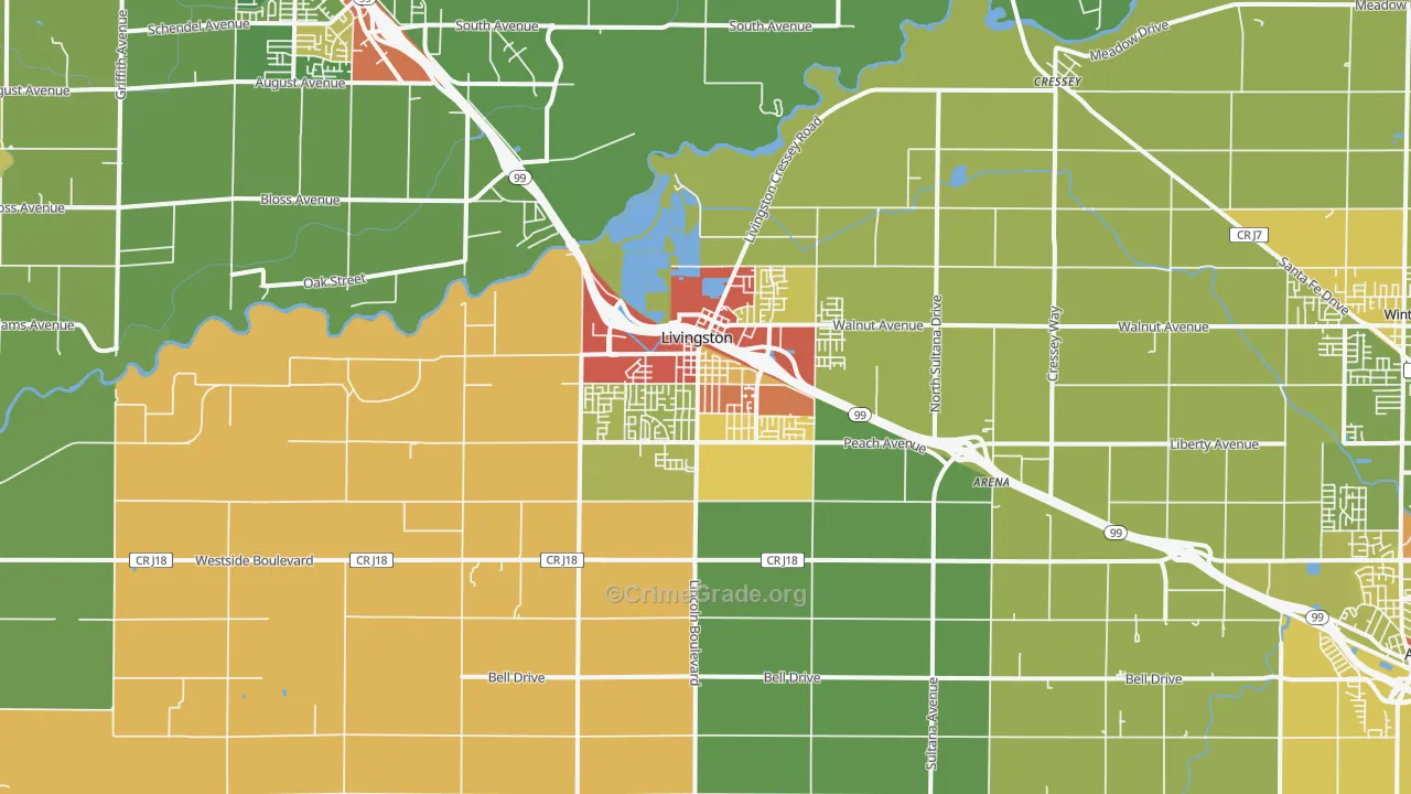 95334, CA Map of Drug-Related Crime Rates
