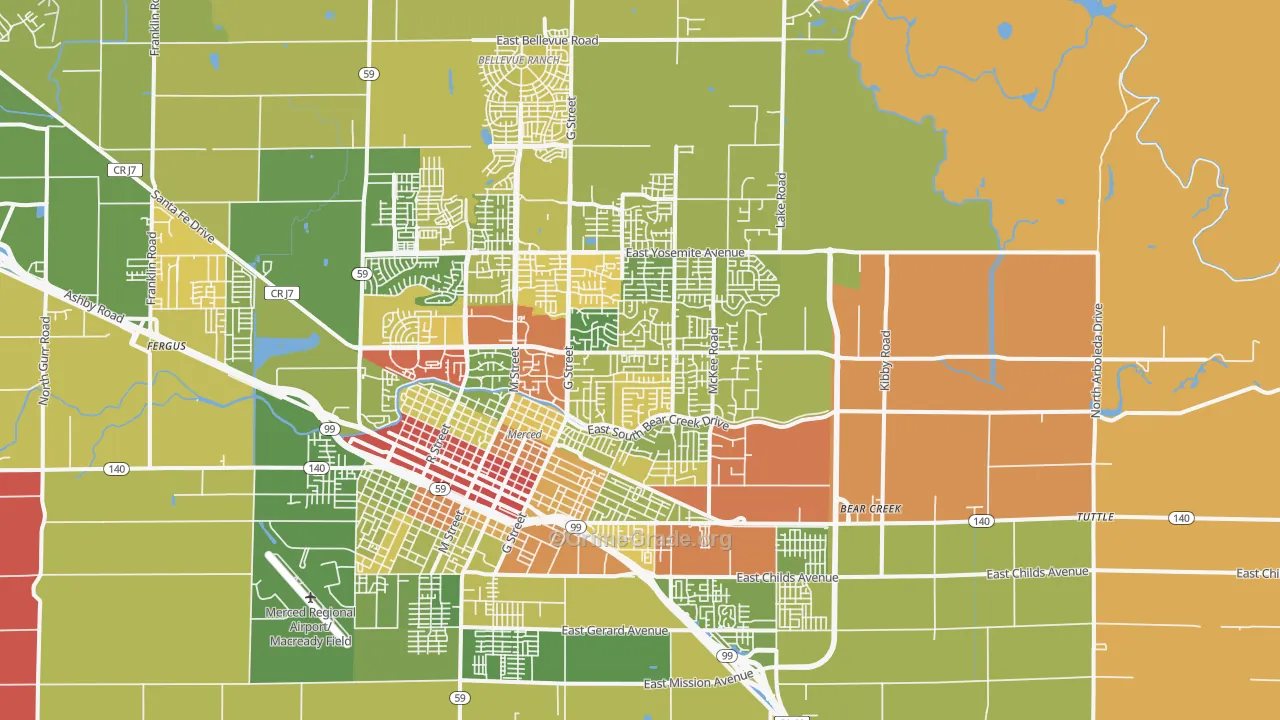 95340, CA Map of Drug-Related Crime Rates