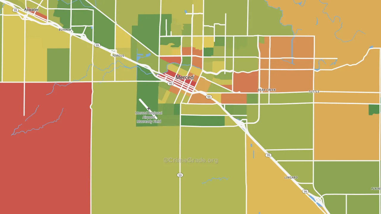 95341, CA Map of Drug-Related Crime Rates
