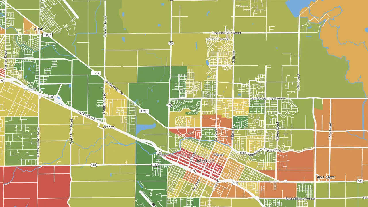 95348, CA Map of Drug-Related Crime Rates