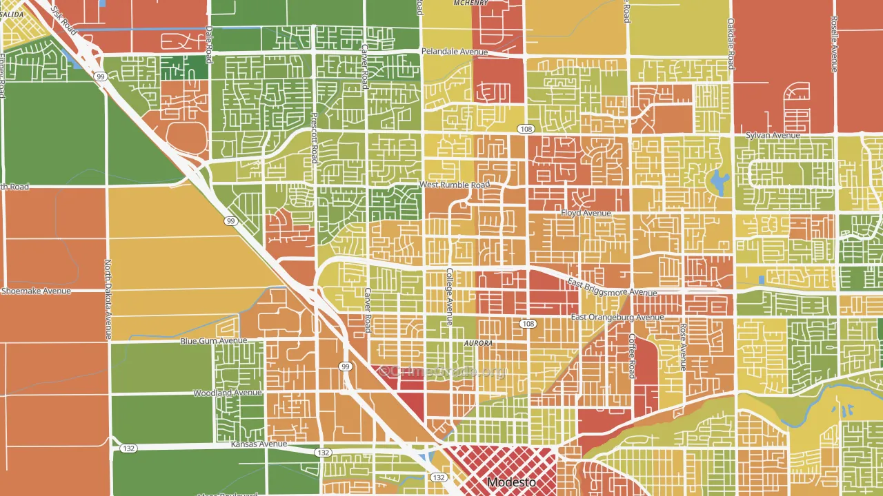 95350, CA Map of Drug-Related Crime Rates