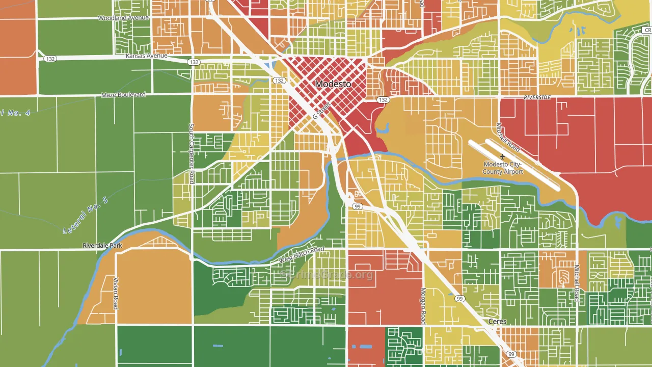 95351, CA Map of Drug-Related Crime Rates