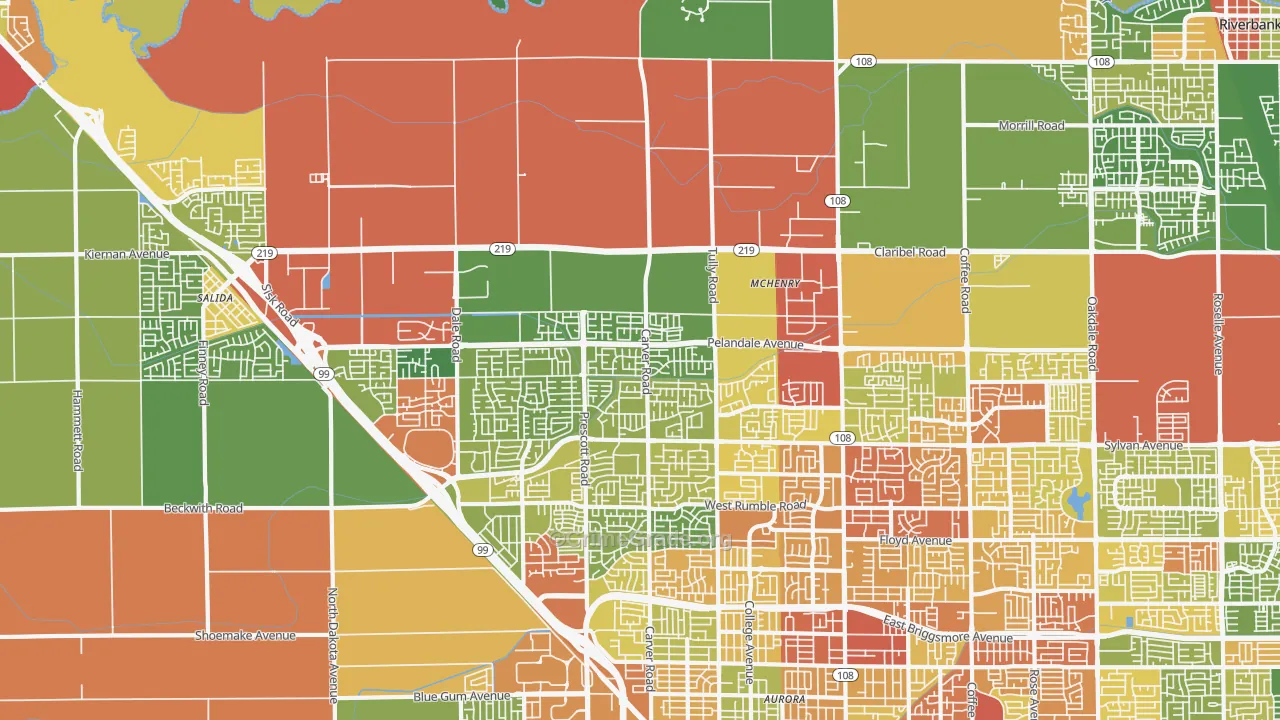 95356, CA Map of Drug-Related Crime Rates