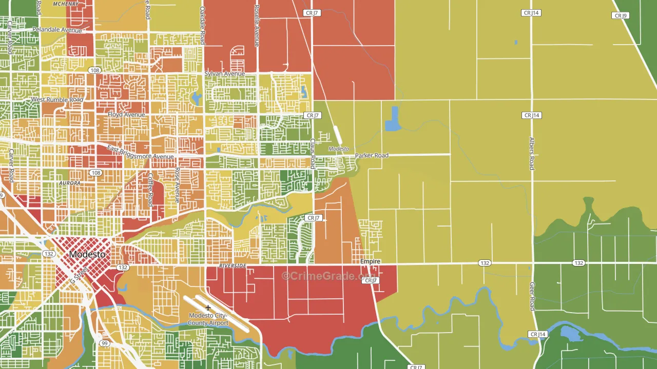 95357, CA Map of Drug-Related Crime Rates