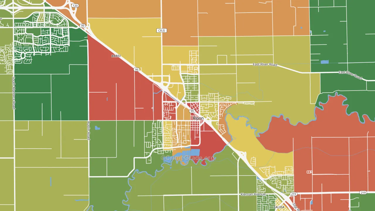 95366, CA Map of Drug-Related Crime Rates