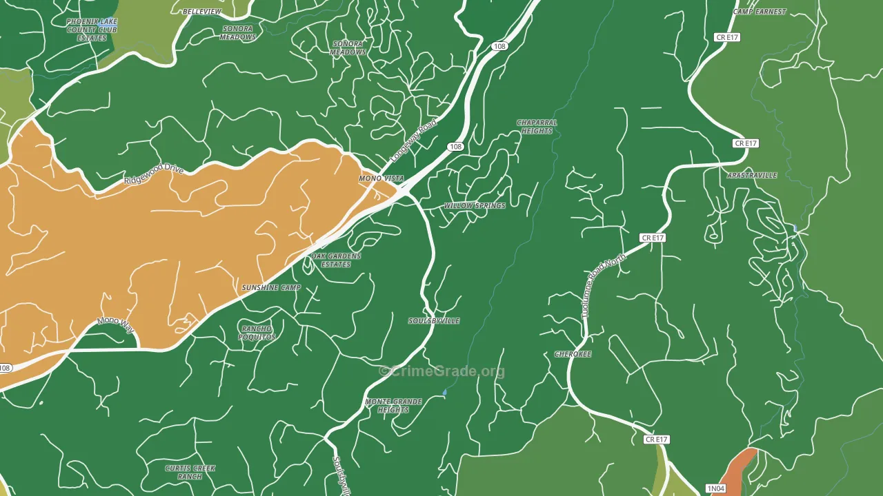 95372, CA Map of Drug-Related Crime Rates