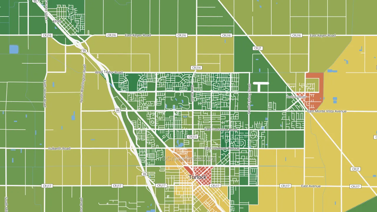 95382, CA Map of Drug-Related Crime Rates