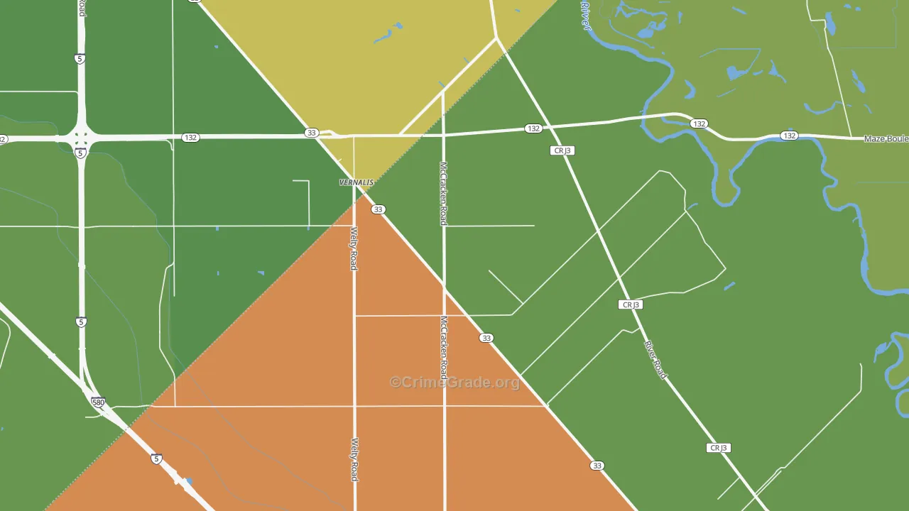 95385, CA Map of Drug-Related Crime Rates