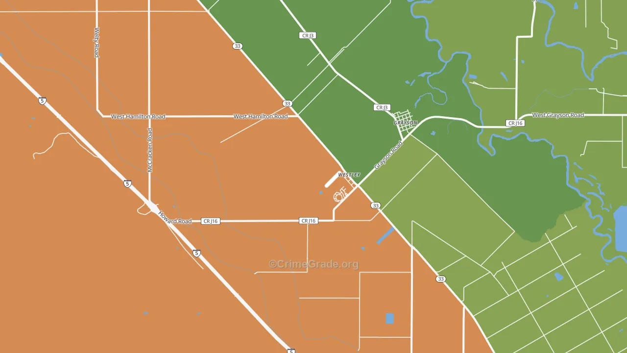 95387, CA Map of Drug-Related Crime Rates