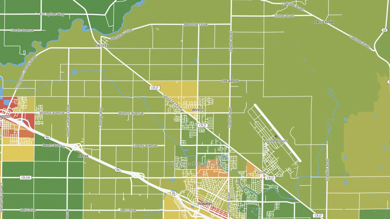 95388, CA Map of Drug-Related Crime Rates