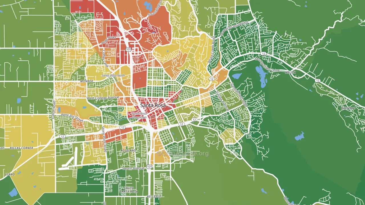 95404, CA Map of Drug-Related Crime Rates