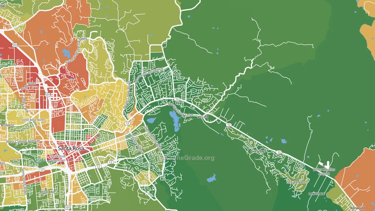 95409, CA Map of Drug-Related Crime Rates