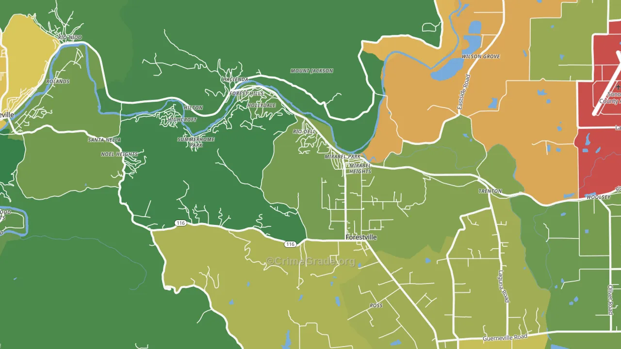 95436, CA Map of Drug-Related Crime Rates