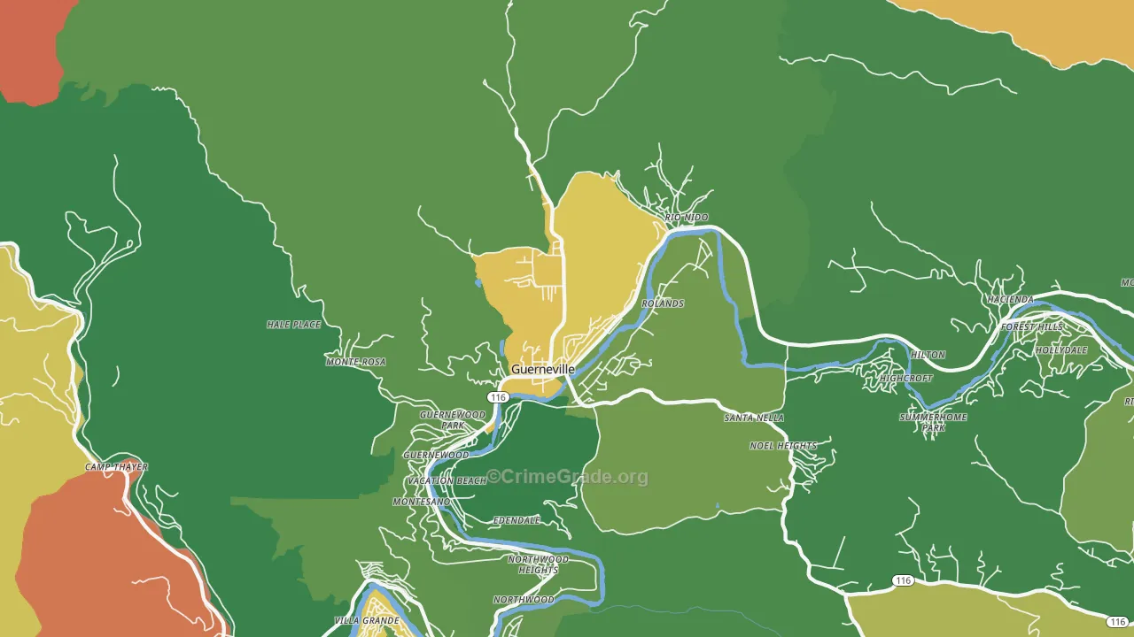 95446, CA Map of Drug-Related Crime Rates