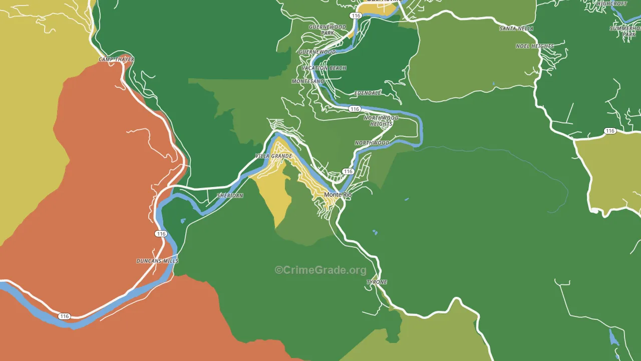 95462, CA Map of Drug-Related Crime Rates
