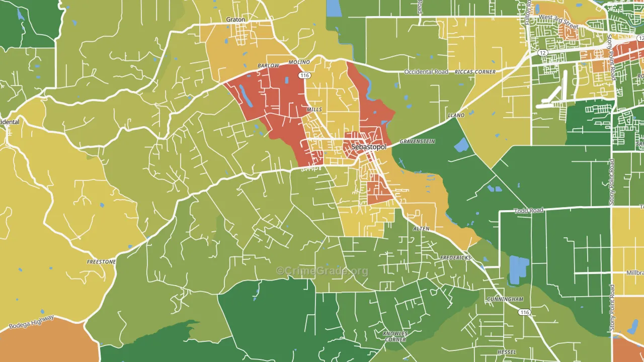 95472, CA Map of Drug-Related Crime Rates