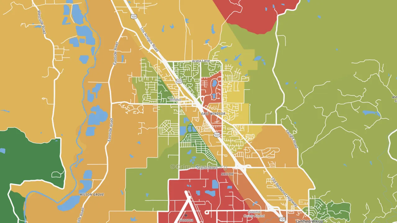 95492, CA Map of Drug-Related Crime Rates