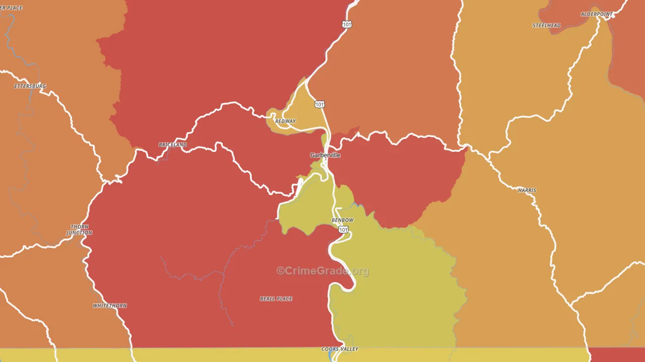 95542, CA Map of Drug-Related Crime Rates