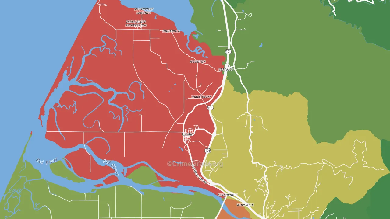 95551, CA Map of Drug-Related Crime Rates