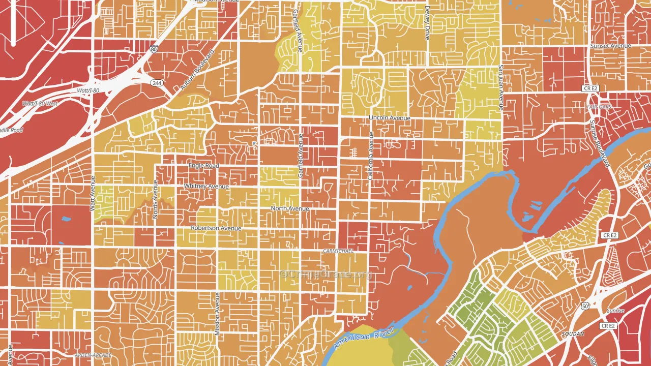 95608, CA Map of Drug-Related Crime Rates