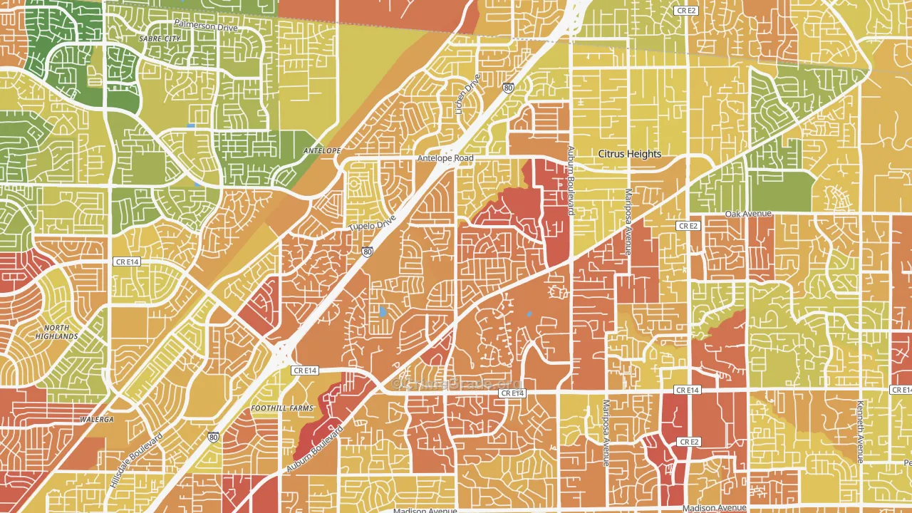 95621, CA Map of Drug-Related Crime Rates
