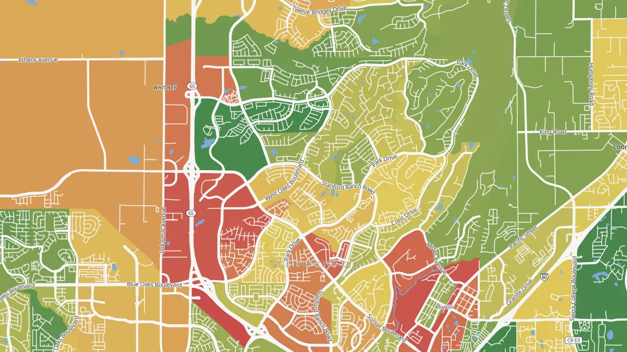 95765, CA Map of Drug-Related Crime Rates