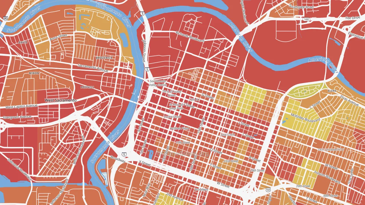 95814, CA Map of Drug-Related Crime Rates
