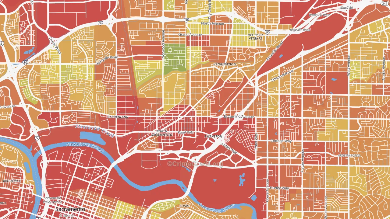 95815, CA Map of Drug-Related Crime Rates