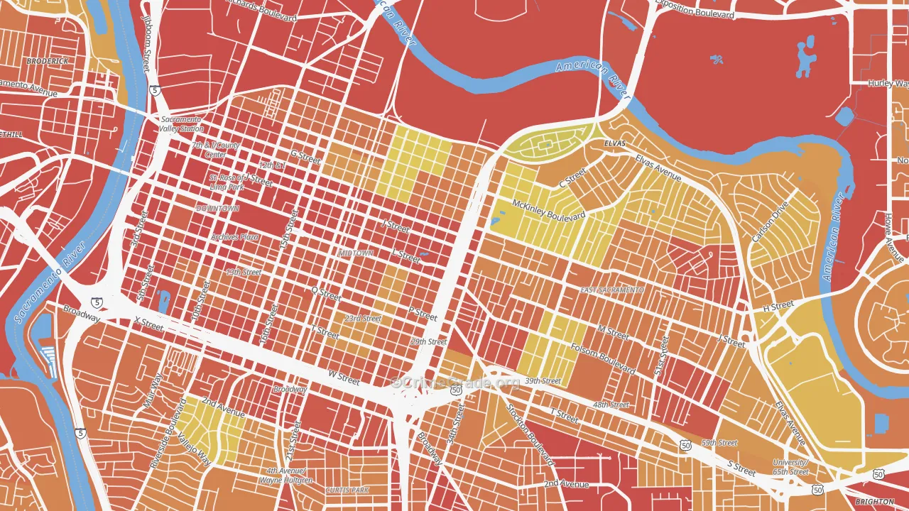 95816, CA Map of Drug-Related Crime Rates