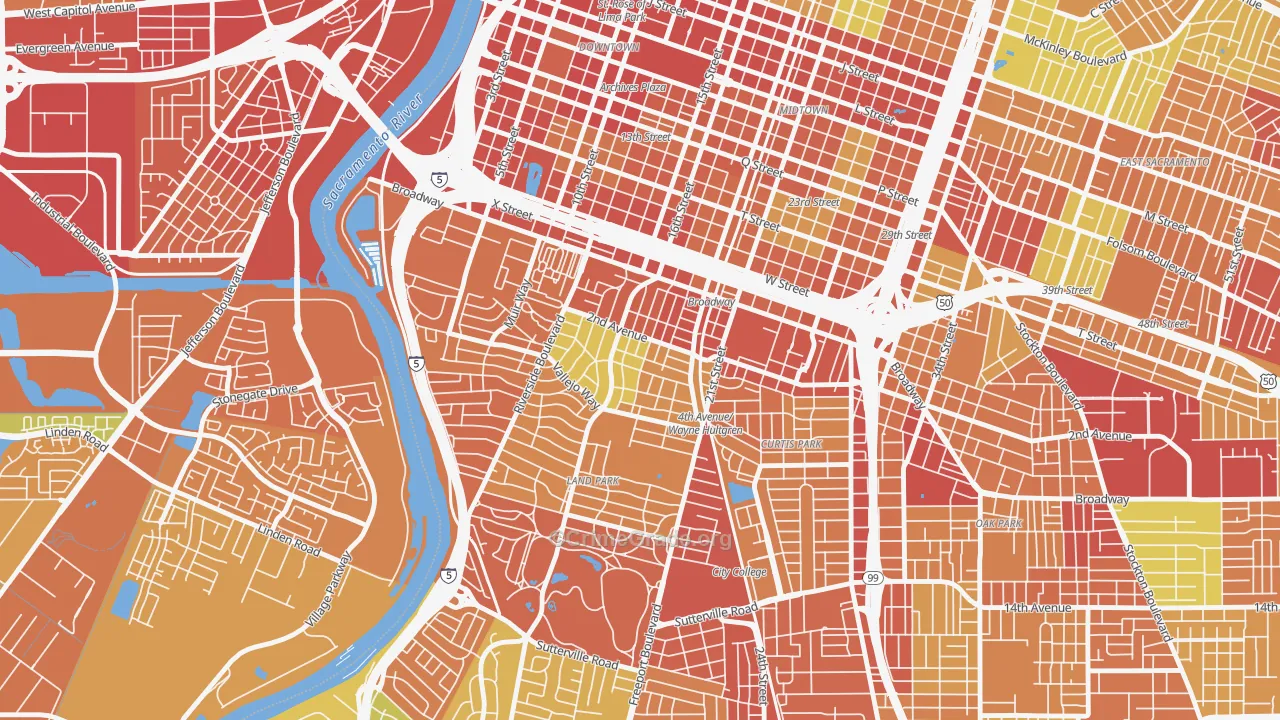 95818, CA Map of Drug-Related Crime Rates