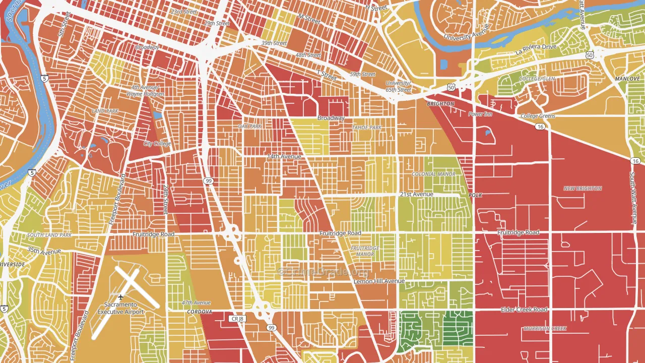 95820, CA Map of Drug-Related Crime Rates