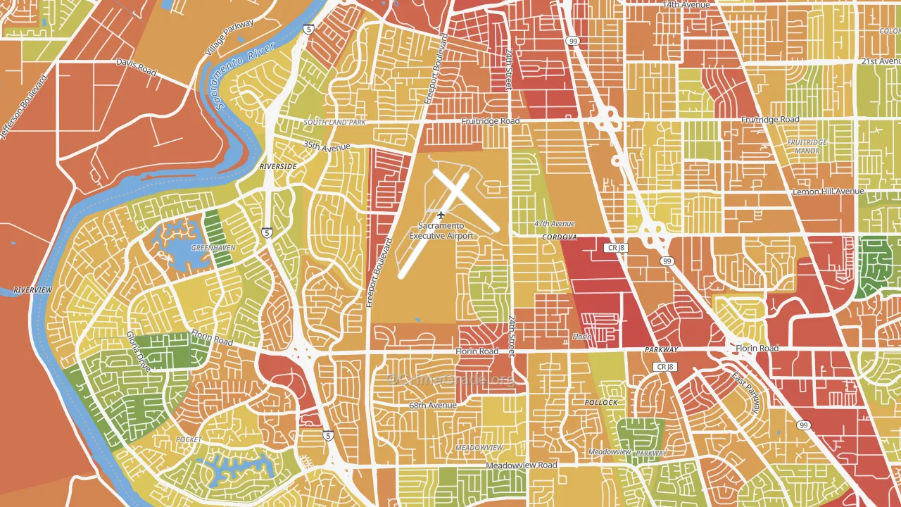 95822, CA Map of Drug-Related Crime Rates