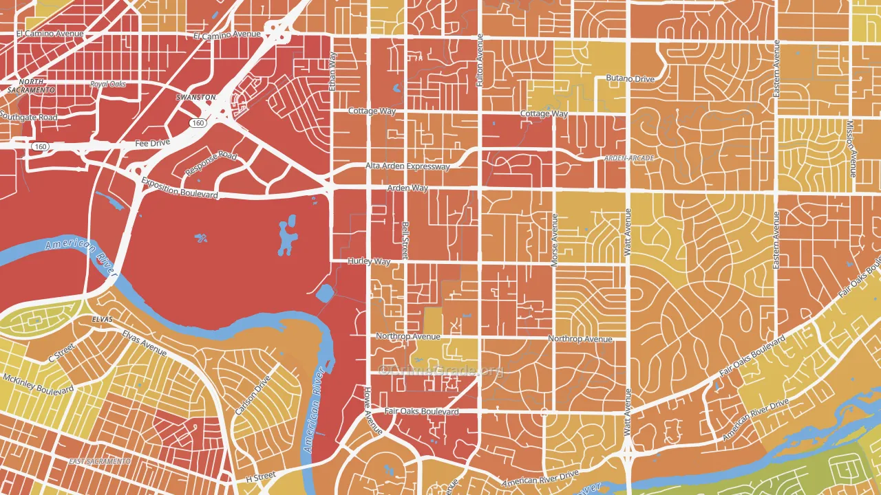 95825, CA Map of Drug-Related Crime Rates