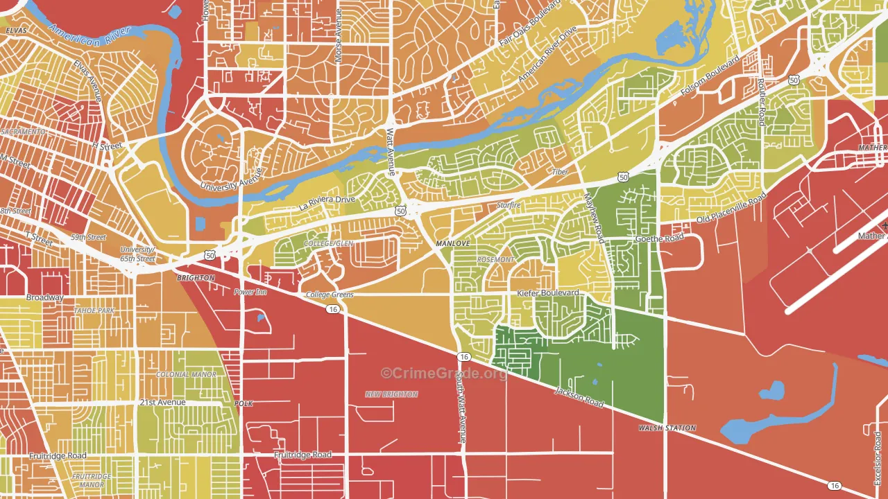 95826, CA Map of Drug-Related Crime Rates