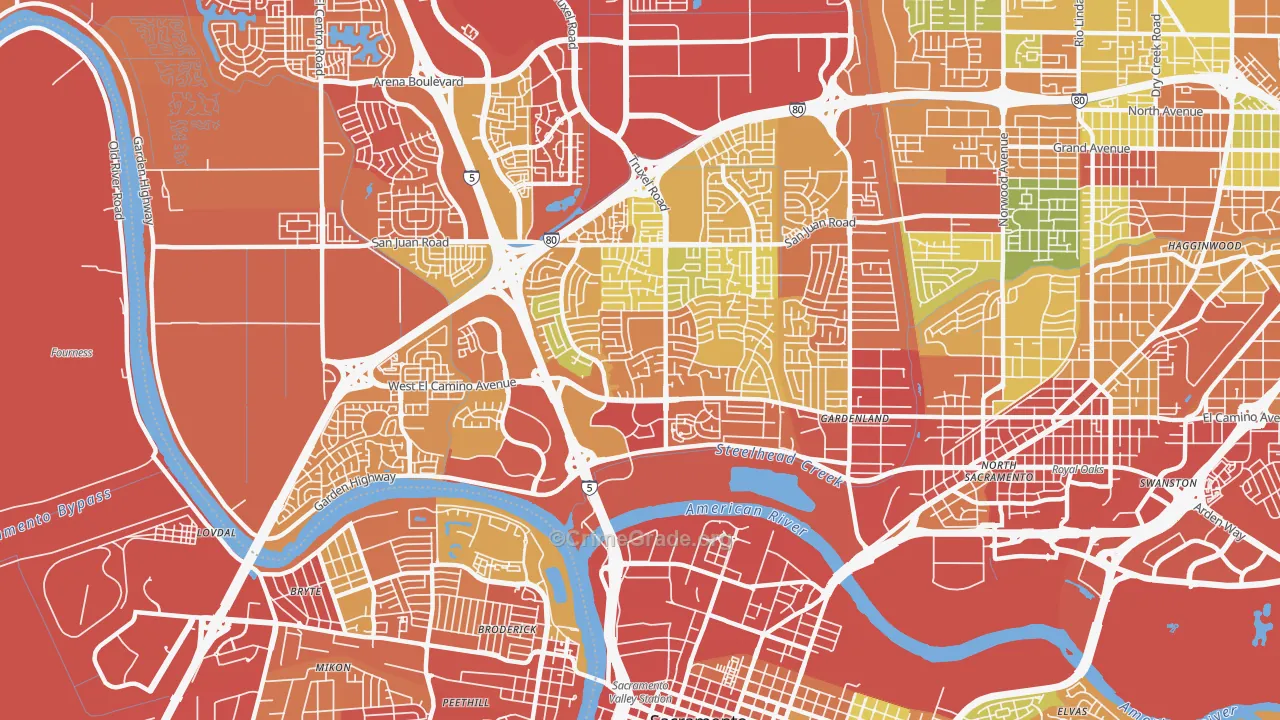 95833, CA Map of Drug-Related Crime Rates