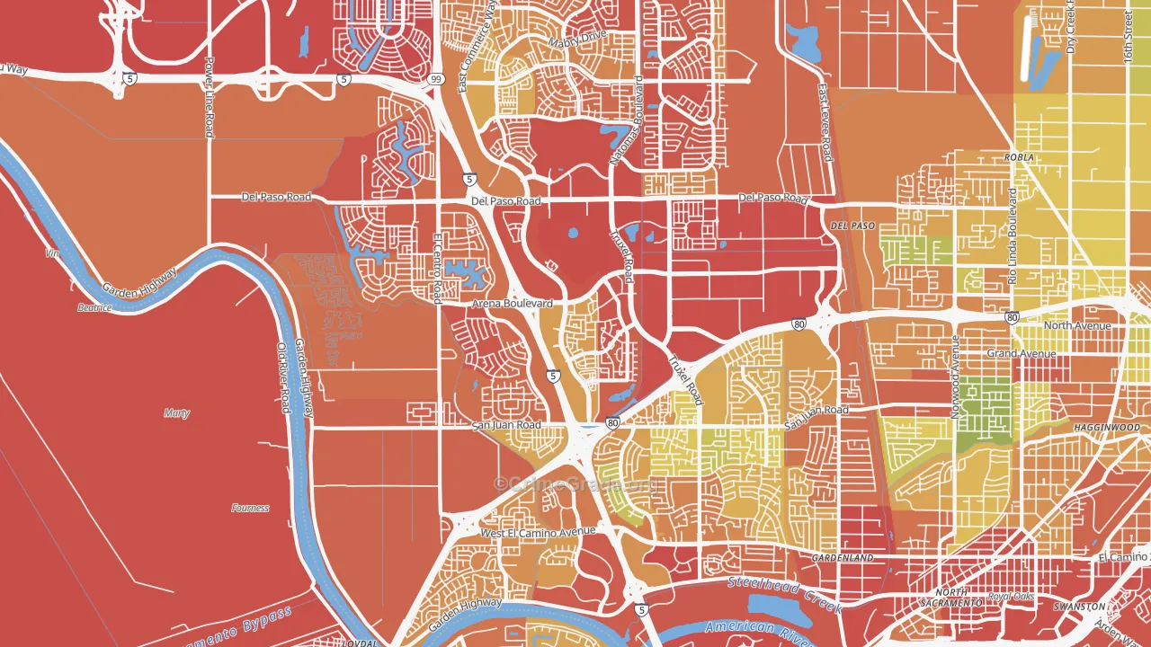 95834, CA Map of Drug-Related Crime Rates