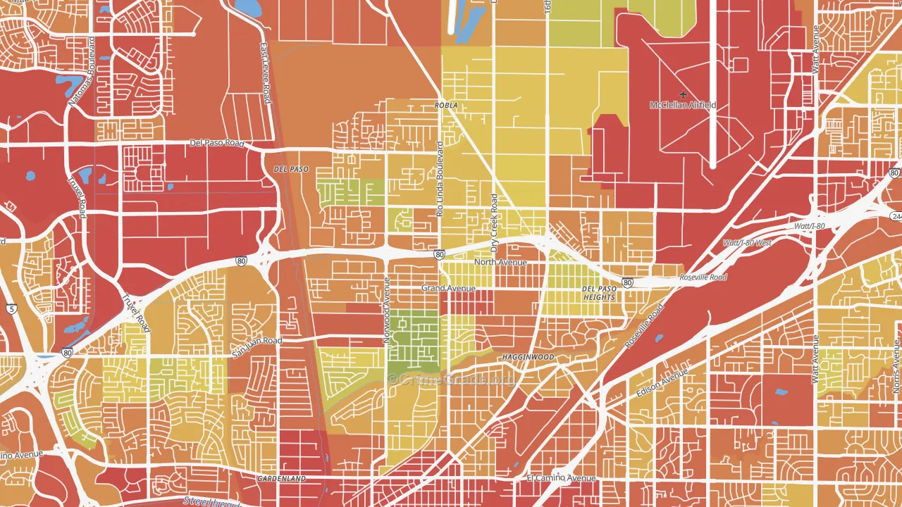 95838, CA Map of Drug-Related Crime Rates