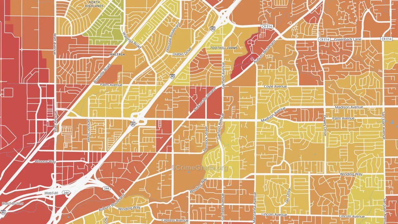 95841, CA Map of Drug-Related Crime Rates