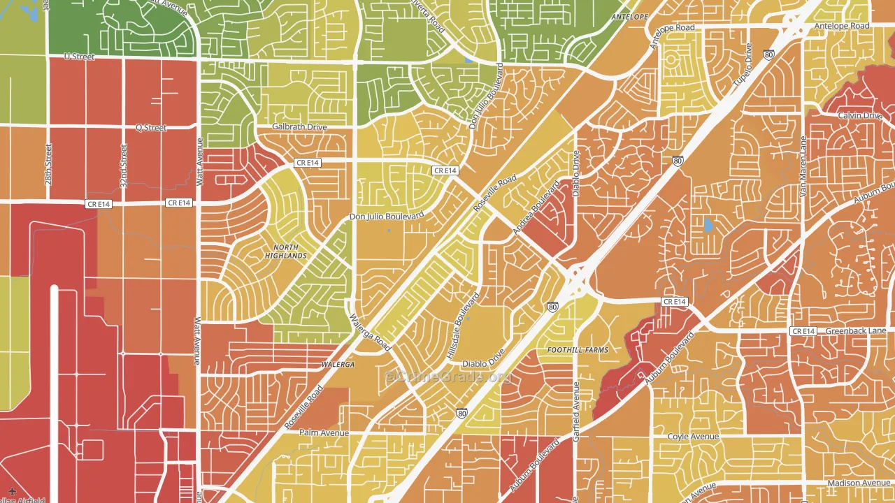 95842, CA Map of Drug-Related Crime Rates